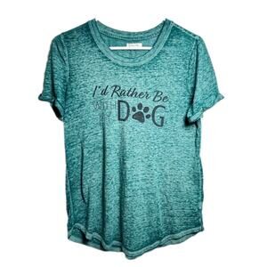 Maurices id rather be with my dog green burn out tee small